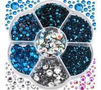 Blinginbox 3000 strass thermocollants bleu paon cristaux pierres précieuses strass à dos plat pour vêtements loisirs créatifs décorations DIY kit bedazzler tailles mixtes 2-6,6 mm (0,07-0,25 pouces)