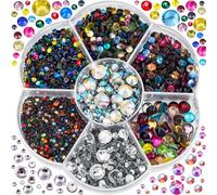 Blinginbox - Boîte de 3 000 cristaux thermocollants de couleurs mélangées pour vêtements, accessoires DIY, décorations - Tailles variées 2-6,6 mm (0,07-0,25 pouces)