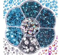 Blinginbox - Boîte de 3 000 strass thermocollants de différentes tailles pour vêtements, bleu capri