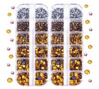 Blinginbox DMC Hotfix Lot de 2 boîtes de 4200 strass ronds pour la fabrication de bijoux fantaisie Plusieurs tailles (Topaze)