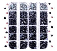 Blinginbox DMC Hotfix Lot de 2 boîtes de 4200 strass ronds pour la fabrication de bijoux fantaisie Plusieurs tailles (Jais)