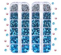 Blinginbox DMC Hotfix Lot de 2 boîtes de 5200 strass ronds pour la fabrication de bijoux fantaisie Plusieurs tailles (Aigue-marine)