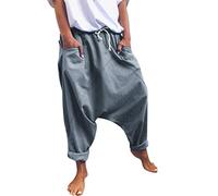 Blingko Femme Hippie Pantalon Yoga Sarouel Hippie Sarouel Combinaison Pantalon Jumpsuit Taille Haute Large Boheme Fleuri Imprimé Leger Pyjama Ete Plage Pantalon Aladin Jogging O6*Gris XXL
