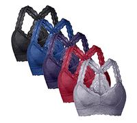Blingko Lot Soutien Gorge avec Armature Grande Taille 5 Pcs Soutiens-Gorge en Dentelle Brassière de Sport Confortable Dos Nu Push up Respirant Grande Taille Bralette Léger pour Fitness Yoga Course