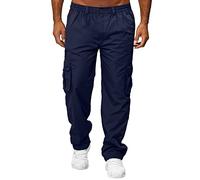 Blingko Pantalon Cargo Homme Pantalons Jogging de Travail Sport Survêtement avec Poches Fonctionnelles Pants Grande Taille Pas Cher Coupe Décontractée Cordon de Serrage Pantalon De Chantier