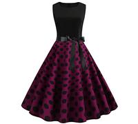 Blingko Robe AnnéE 30 Grande Taille,Vintage Retro Robe Trapèze Rockabilly Années 1950 50 60 Audrey Hepburn Style Dos Nu Encolure Coeur Robe de Cocktail Soirée Fête L'été Casual Habillée Robes