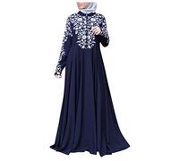 Blingko Robe Musulmane Femme Arabe,Robe Musulmane Abaya Tenue de Prière avec Hijab Caftan Marocain Dubai Arabe Islamique Moyen-Orient Jellaba Kabyle Mariage Soirée Ramadan Maxi Robe A22Bleu