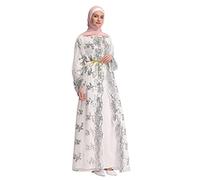 Blingko Robe Musulmane Femme Soiree,Robe de prière Musulmane Unie Ample Une pièce avec Couverture complète à Capuche Abaya Caftan avec Hijab vêtements conservatifs Robe de prière Ramadan Blanc