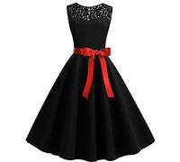 Blingko Robe Vintage AnnéEs 50 Pin Up Femme Crayon,Rétro Robe de Soiree Chic et Élégant Col Rond Robe de Cocktail Manches Courtes Vintage Robe Année 50s Pin-up Rockabilly Swing Robe de Bal Y1*Noir XL