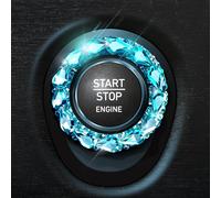 Blinglife Bling Accessoires de voiture pour Wowen - Coque de protection pour bouton de démarrage et d'arrêt de moteur - Strass brillants - Bleu gemme