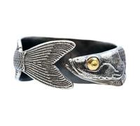 BlingNook Bagues en argent pour femme, bague vintage en forme de poisson, tendance, réglable, empilable, pouce ouvert, ne ternit pas, cadeau d'anniversaire, Mélange de métal, Aucune pierre précieuse