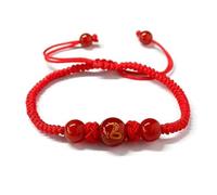 BlingNook Bracelet cordon rouge pour le Nouvel An 2025 du Nouvel An du zodiaque chinois, bracelet tressé porte-bonheur Feng Shui en corde rouge, bijoux pour femmes et hommes, Adjustable, Coton, Pas de