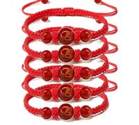 BlingNook Bracelet cordon rouge pour le Nouvel An 2025 du Nouvel An du zodiaque chinois, bracelet tressé porte-bonheur Feng Shui en corde rouge, bijoux pour femmes et hommes, Adjustable, Coton, Pas de