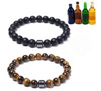 BlingNook Glame Bracelet anti-alcool pour femme, bracelet de sobriété réglable en hématite pour réduire l'envie de boire, soulager l'anxiété et le stress, bijoux pour homme, Adjustable, Pierre, Pas de