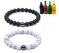 BlingNook Glame Bracelet anti-alcool pour femme, bracelet de sobriété réglable en hématite pour réduire l'envie de boire, soulager l'anxiété et le stress, bijoux pour homme, Adjustable, Pierre, Pas de
