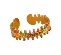BlingNook Grosse bague bohème dorée pour femme, tendance et colorée avec perles bohèmes en cuivre, bague empilable, multicolore, bijoux de mariage, cadeau de fiançailles, Acier inoxydable, Aucune