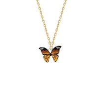 BlingNuts Collier avec pendentif papillon en émail pour femme, chaîne dorée pour mère, fille, sœur, anniversaire, Noël, F, Acier inoxydable, Pas de gemme