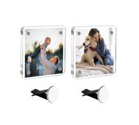 BLINGOOSE Lot de 2 cadres photo de voiture - En acrylique - Pour grille d'aération - 6 x 6 cm
