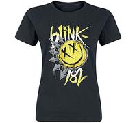Blink-182 Big Smile Femme T-Shirt Manches Courtes Noir L 100% Coton Regular/Coupe Standard