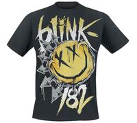 Blink-182 Big Smile Homme T-Shirt Manches Courtes Noir XL 100% Coton Regular/Coupe Standard