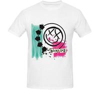 Blink 182 Funny Tee Shirts for Men T-Shirts à Manches Courtes(Large)