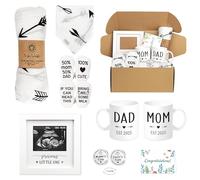 Blinking Stars Cadeaux de grossesse pour les nouveaux parents Est 2025 - Panier cadeau pour nouvelle maman pour annonce de grossesse, fête prénatale - Tasses maman et papa, pièce de décision, cadre à