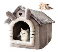 Blinksify Portable Indoor Pet House, Luxury Foldable Dog House & Pet Bed, Pet Bed House for Cats, Plush Indoor Soft Kennel with Removable Cushion, Cozy Covered Cat Hideaway (Gray-S)