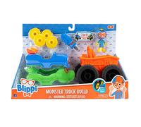 Blippi Build - Figurine de Coureur de 7,6 cm, 1 Corps de Camion Monstre, 1 Corps de Camion Dinosaure, enjoliveurs à Visser avec Formes, Jouets éducatifs pour Enfants à partir de 2 Ans