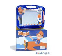 Blippi Read & Doodle - Learning resources for kids, a magnetic drawing pad, an easy-to-use pen, 22-page board book for reading and drawing