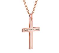 Bliqniq personnalisé Pendentif Collier Croix Acier Inoxydable Homme Femme Argent Or Noir Or Rose Religieuse Longeur 61cm Pendentif 5 * 3cm individuelle Gravure