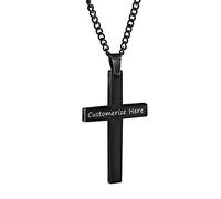 Bliqniq personnalisé Pendentif Collier Croix Acier Inoxydable Homme Femme Argent Or Noir Or Rose Religieuse Longeur 61cm Pendentif 5 * 3cm individuelle Gravure