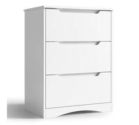 Blishom Commode à 4 Tiroirs,Armoire de Chambre à 4 Tiroirs,Salon Meuble de Rangement,Poignée dissimulée,Solide et résistante aux basculements,Coinsarrondis, 70×40×82cm,Blanc (Blanc, 3 Tiroirs)