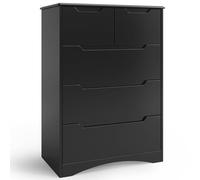 Blishom Commode à 5 Tiroirs,Armoire de Chambre à 5 Tiroirs,Salon Meuble de Rangement,Poignée dissimulée,Solide et résistante aux basculements,Coinsarrondis,72 x 41 x 94 cm,Noir