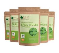 Bliss of Earth Poudre de feuilles de basilic 100 % pure | Poudre de Tulsi ayurvédique | (5 x 100 g) | Idéal pour les cheveux, la peau, le visage