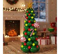 BlissBash Kit de 143 guirlandes d'arche de ballons pour sapin de Noël avec canne à sucre vert citron foncé et rouge pour décoration de fête de Noël, fournitures d'anniversaire, guirlande de ballons de