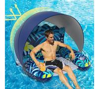 Blissbuilt Flotteur Gonflable Piscine,Chaise Longue Gonflable en Forme de U avec Parasol et Double Porte-gobelet,Portable Flotteur Ultraléger Piscine pour Adultes Jardin,Plage,Piscine 95 * 80 * 50CM