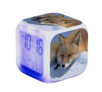 Blissbuilt Réveil numérique pour Enfant avec 7 Couleurs de Veilleuse,Snooze,LED Cube avec lumières Enfants réveils Horloge pour Table de Chevet pour Enfants et Adolescents (Motif Renard)