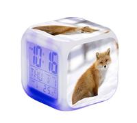 Blissbuilt Réveil numérique pour Enfant avec 7 Couleurs de Veilleuse,Snooze,LED Cube avec lumières Enfants réveils Horloge pour Table de Chevet pour Enfants et Adolescents (Motif Renard)