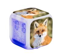 Blissbuilt Réveil numérique pour Enfant avec 7 Couleurs de Veilleuse,Snooze,LED Cube avec lumières Enfants réveils Horloge pour Table de Chevet pour Enfants et Adolescents (Motif Renard)