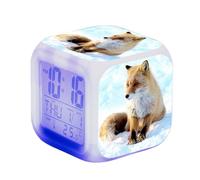 Blissbuilt Réveil numérique pour Enfant avec 7 Couleurs de Veilleuse,Snooze,LED Cube avec lumières Enfants réveils Horloge pour Table de Chevet pour Enfants et Adolescents (Motif Renard)