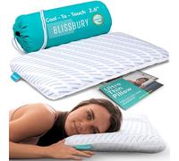 BLISSBURY Oreiller rafraîchissant en Mousse à mémoire de Forme - 6,6 cm d'épaisseur - pour Les dormeurs sur Le Ventre et Le Dos - Grand lit - Housse Amovible Cool-Tech certifié CertiPUR-US