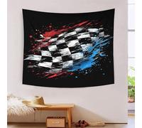 BLISSCOZY Drapeau de course à damier noir et blanc, Tapisserie Tenture Murale Mandala Indien Bohème Hippie Pour Chambre Salon Serviette De Plage 180cmx230cm