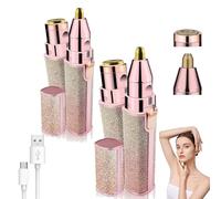 Blissean Facial Shaver, Glowtrim Premium Facial Shaver, 2-in-1 Women's Eyebrow and Face Hair Removal Device, Electric Eyebrow Trimmer Pen for Women (2Pcs,Starlight)