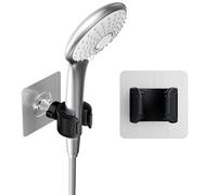 Blissfuhue Support de pommeau de douche mural réglable, adhésif puissant et perçage, 2 méthodes d'installation, support de baguette de douche pivotant à 360° pour camping-car, accessoires de douche