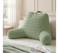 Blissful Diary - Coussin de Lecture, Mousse à mémoire de Forme en Flocons, Adultes et Enfants, Position redressée au lit ou sur Le canapé, avec accoudoirs, Poches et Housse Lavable, Vert Sauge