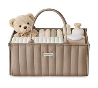Blissful Diary Panier de rangement élégant pour couches de bébé, panier de rangement pour les essentiels du nouveau-né et station à couches, cadeau pour fête prénatale et liste de naissance, marron