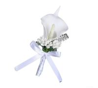 BlissfulAbode Calla Lily Boutonnière Fleur Artificielle Épingle pour Marié Mariage Fête Cérémonie - Décoration Bleu Élégant 6,8 x 12,9 cm