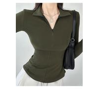 BlissfulAbode Chemise extensible doublée en polaire pour femme - Haut | Doublure en polaire chaude, extensible pour l'ajustement, couleur unie, idéale pour la superposition d'hiver