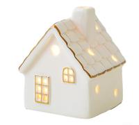 BlissfulAbode Décoration lumineuse en forme de maison de neige avec pile bouton pour sapin de Noël, cheminée, veilleuse festive, interrupteur marche/arrêt facile (A)