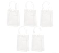 BlissfulAbode Lot de 5 sacs fourre-tout réutilisables en plastique PVC transparent avec poignée pour un emballage pratique et des achats (20 x 25 x 7 cm)